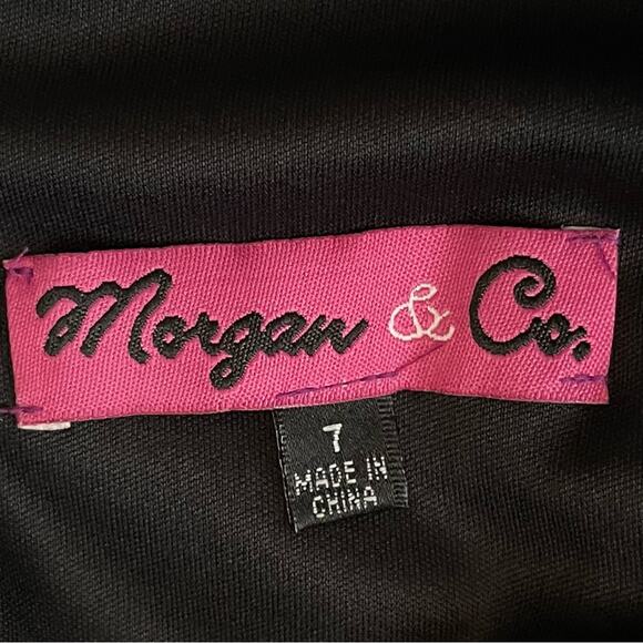 Morgan & Co Black Sheer Cutouts Feminine Party Event Occasion Maxi Dress Size 7 - Picture 10 of 15